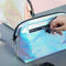 पोर्टेबल Zippered पु चमड़ा होलोग्राफिक कॉस्मेटिक बैग