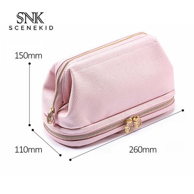 खाली थोक दो ज़िप लक्जरी कॉस्मेटिक बैग उच्च गुणवत्ता मेकअप यात्रा बैग